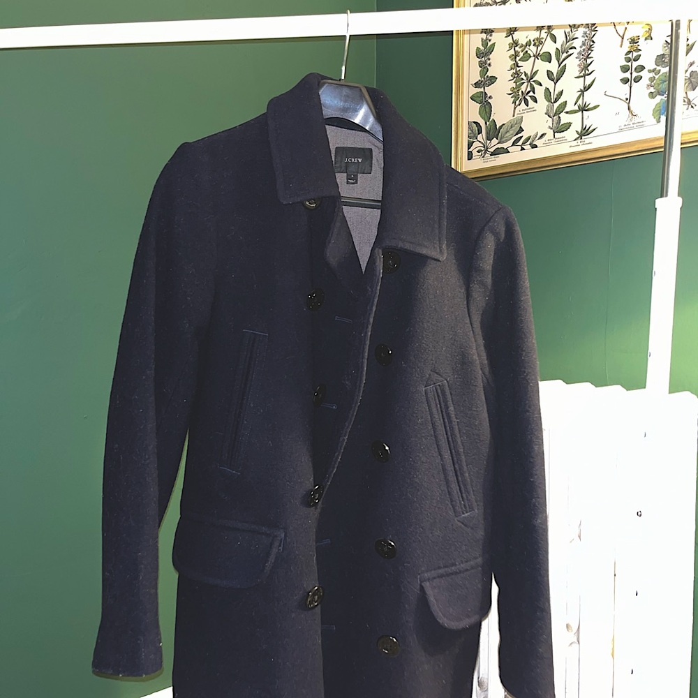 J. Crew Blue Pea Coat Classic Wool Blend